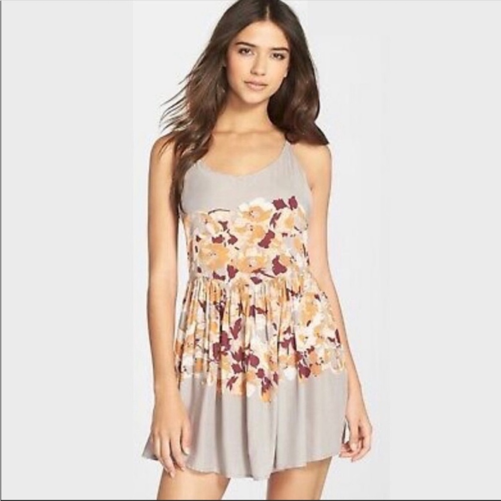 Free People Shortie Slip Dress in Light Grey NWT